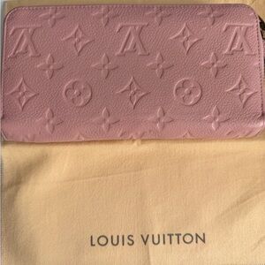 Louis Vuitton Monogram Empreinte Leather Long Wallet in Rose w/ COA and dust bag